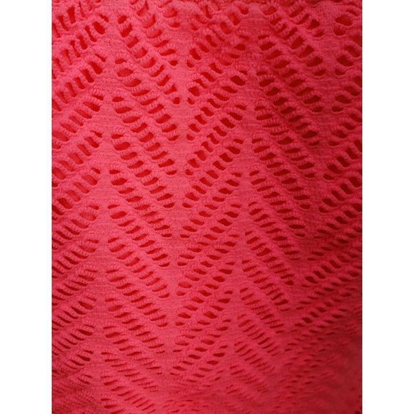 Catalina Vtg 90s Hot pink eyelet bathing suit Open Back sz 12 one piece swimsuit - Picture 9 of 11